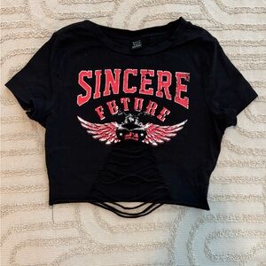 Black Crop Top tattered